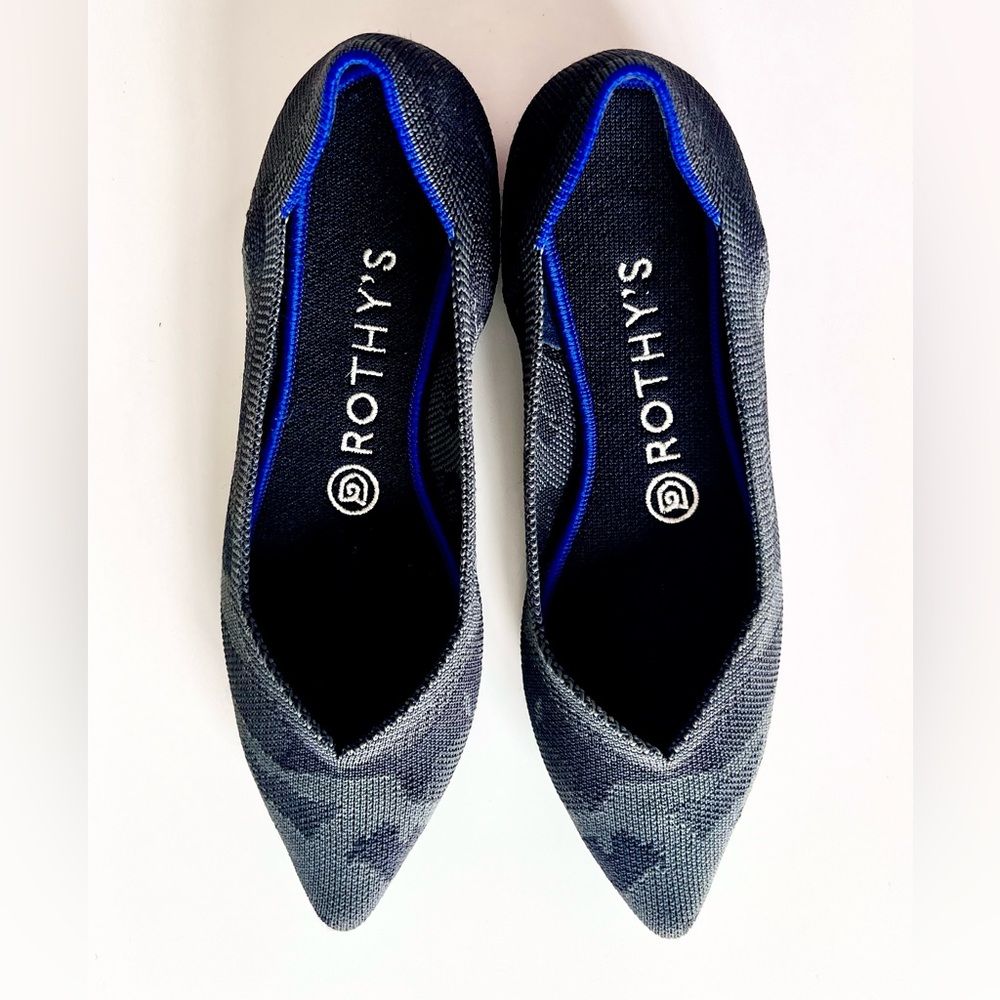 Rothy’s The Point Gray Black Dark Camo Flats - Size 6.5